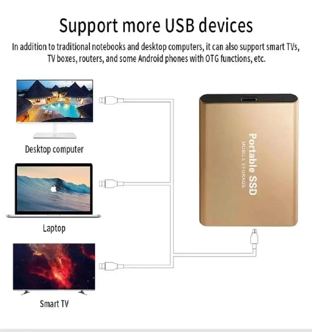 1TB Portable SSD USB 3 1 Type C External Drive High Speed