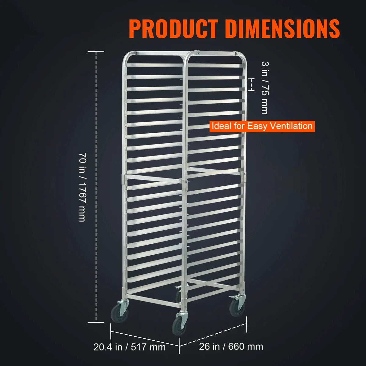 SucceBuy Sheet Bun Pan Rack Commercial Bakery Racks with Brake — product view 2