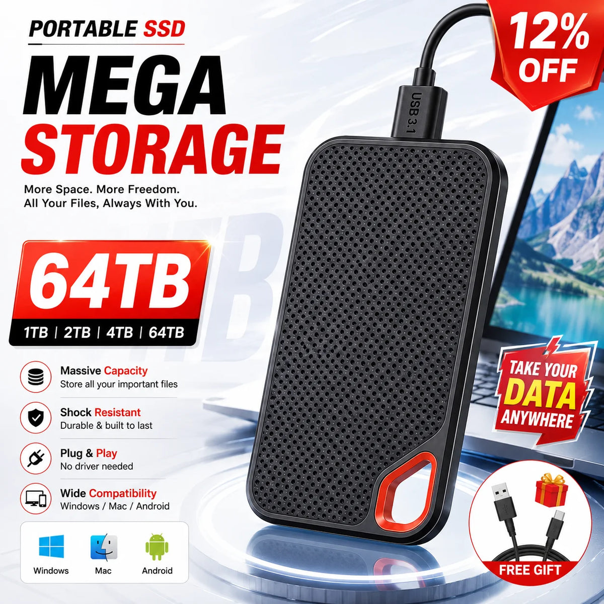USB Laptop External SSD