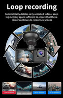 Comprehensive 3-Channel Car Dash Camera for Driver