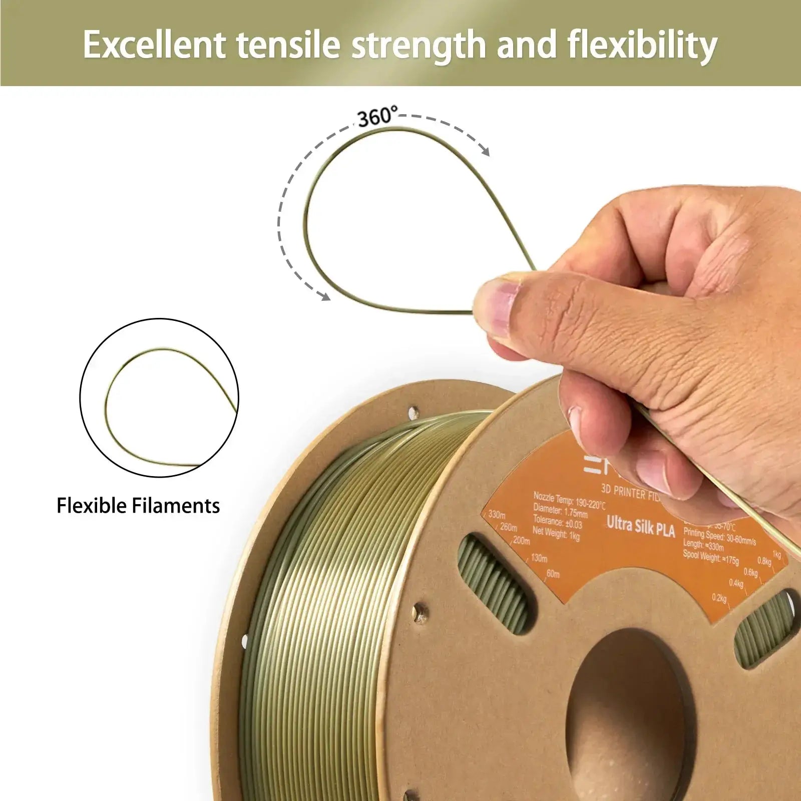 Eryone Ultra Silk PLA Filament 1kg 1.75mm No Clogging