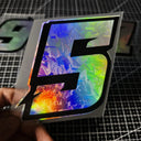 1pc Motorcycle Racing Number Stickers 0-9 - Iridescent Holographic Laser Effect, Waterproof