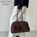 Motingsome First Layer Cowhide Handbag for Women Pillow Design