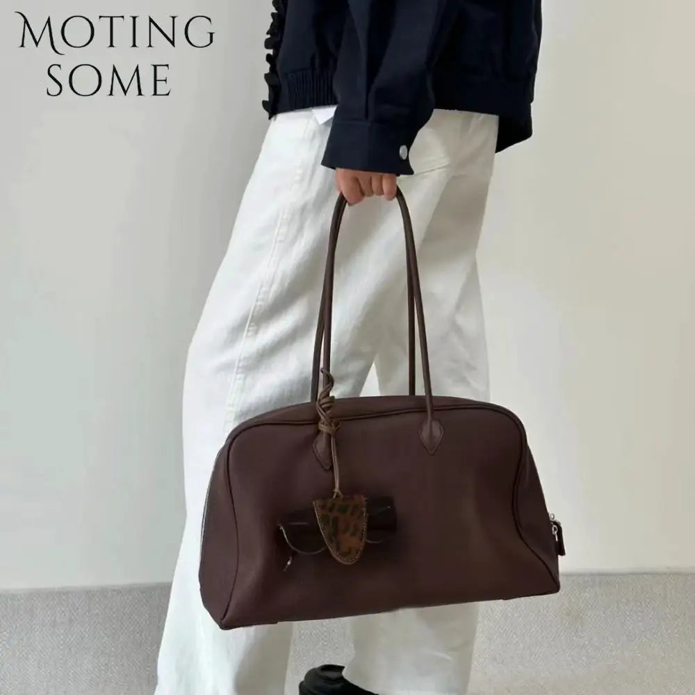 Motingsome First Layer Handbag for Women Togo Cowhide Niche Design Pillow Bag Shoulder Bowling Bag Gunderarm Armpit Bags Boston