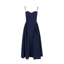 Suninheart Elegant Spaghetti Strap Midi Dress Navy Blue