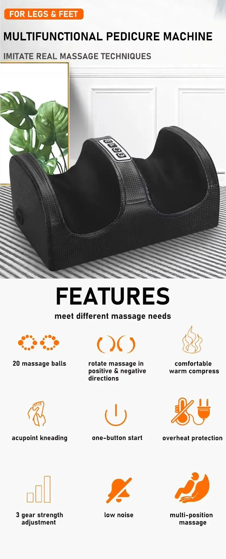 Heated foot massager.Electric kneading foot massage relieves pain and promotes blood circulation