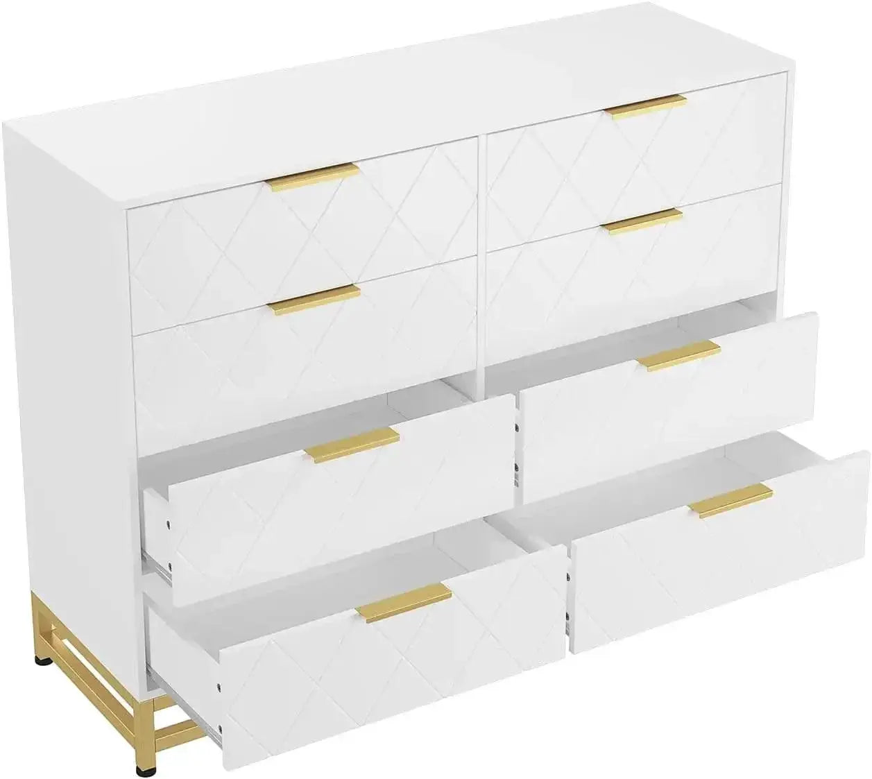 White Dresser With 8 Drawers For Bedroom Storage Solution
