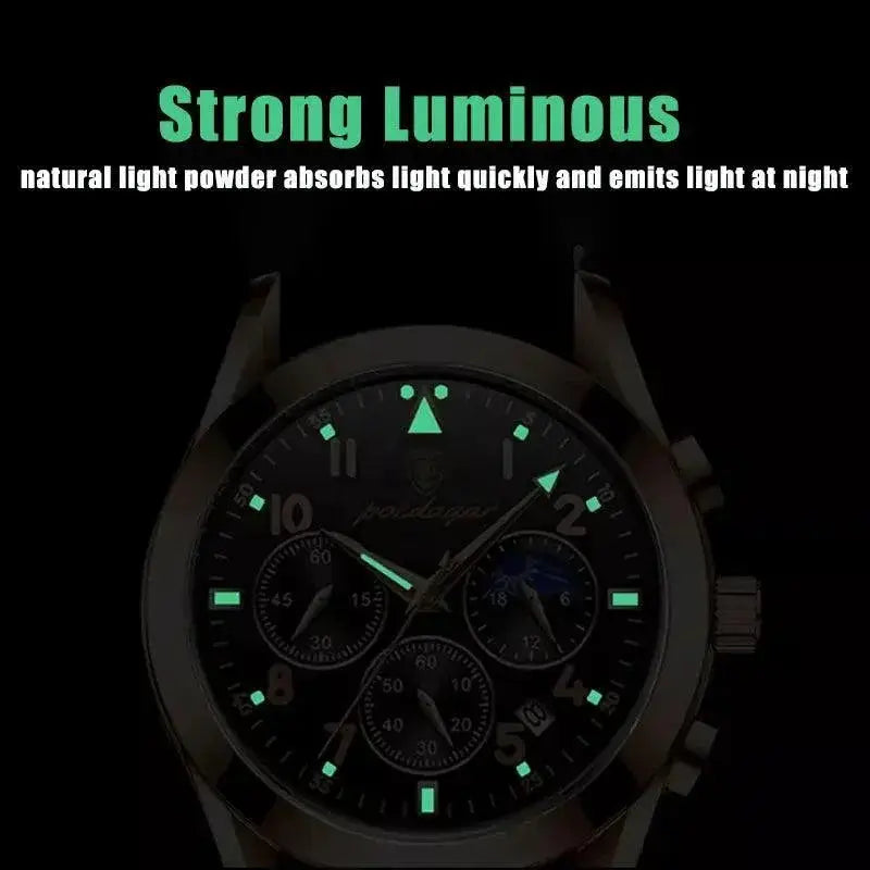 Steel Chronograph Watch Timepiece With Luminous Hands