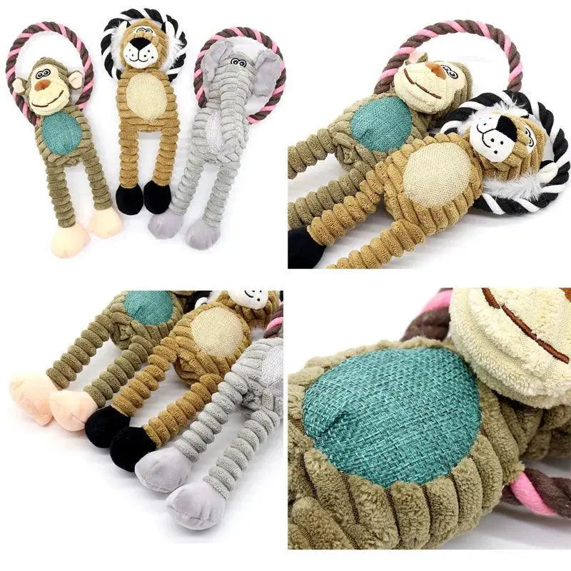 Dog Plush Squeaky Chew Toy for Clean Teeth and Play