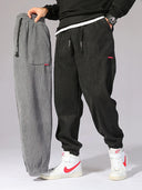 Baggy Corduroy Sweatpants Men Solid Color Casual Joggers