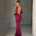Hugcitar Backless Long Sleeve Bodycon Maxi Dress Solid Prom Party Y2K Night Glow