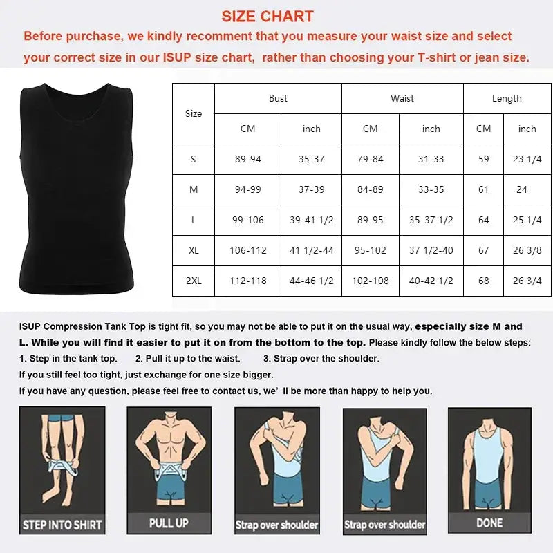 Mens Slimming Compression Vest Tummy Control Body Shaper