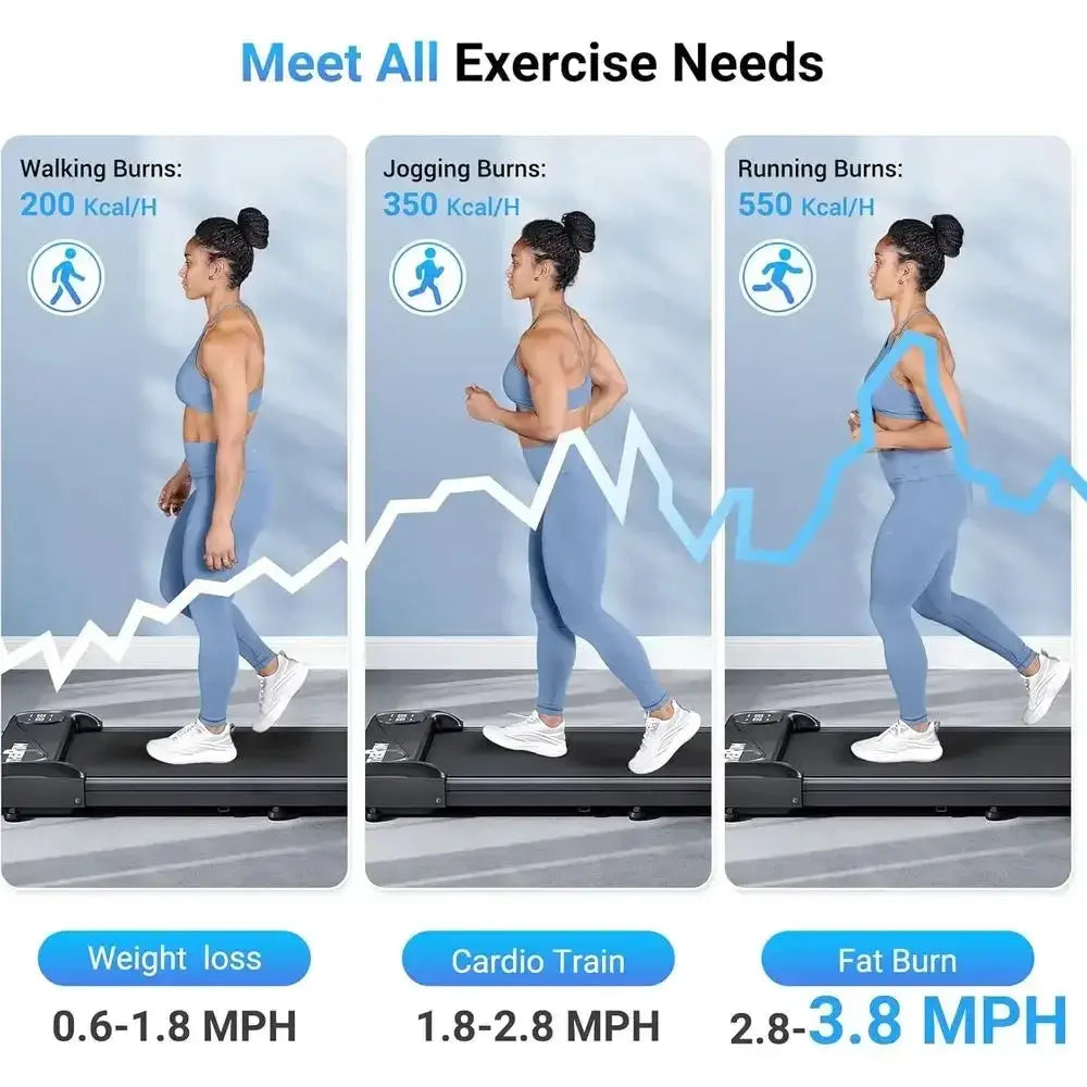 Compact Under-Desk Walking Pad, Portable Mini Treadmill for Home or Office, 2.5HP Motor, Supports Up to 265 lbs, Remote Control
