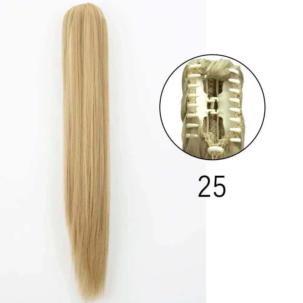 Long Straight Claw Clip Synthetic Ponytail Extension 24 Inch
