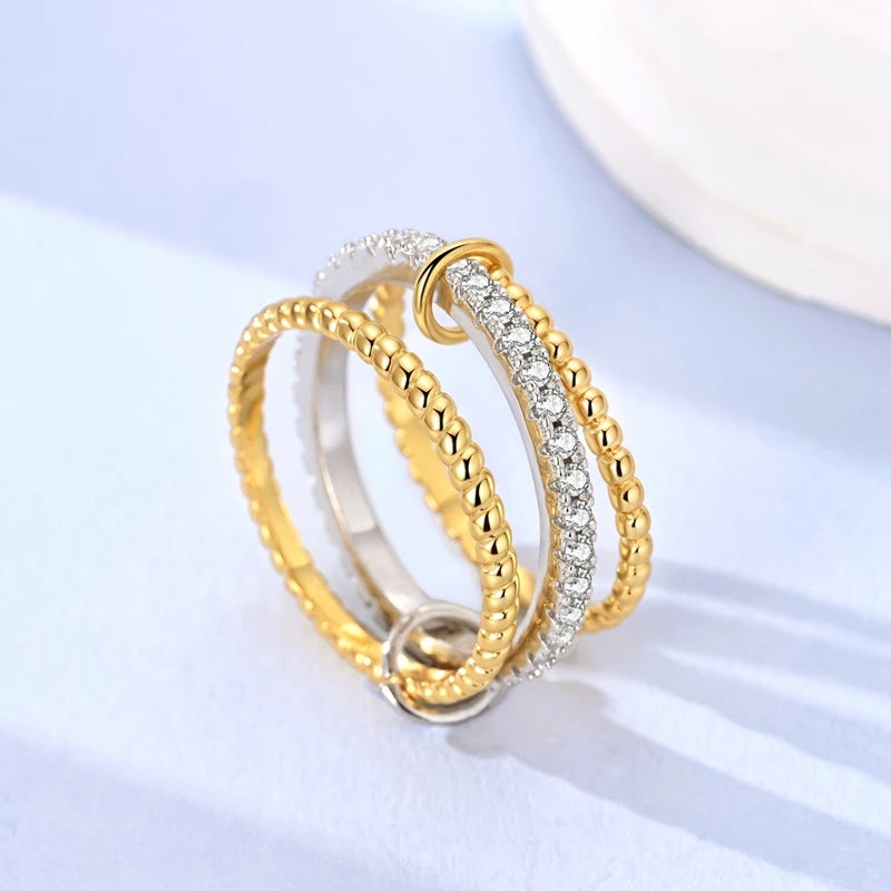 Sterling Silver Golden Ring Sparking