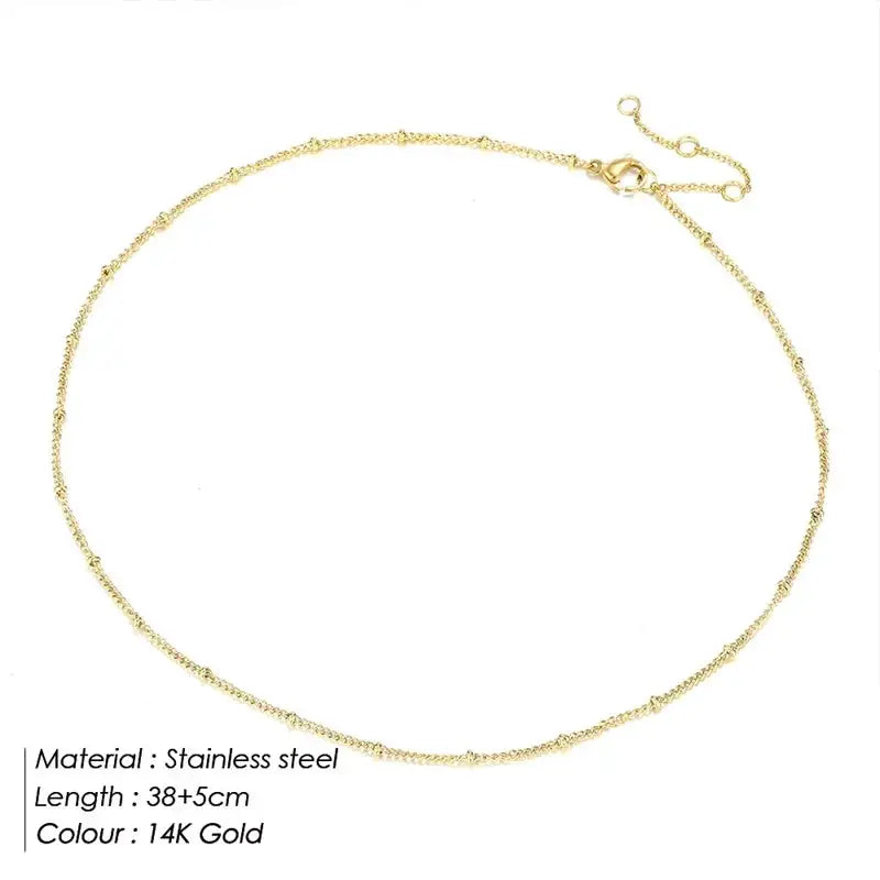 Emanco Gold Color Stainless Steel 316 Chain Choker Necklace