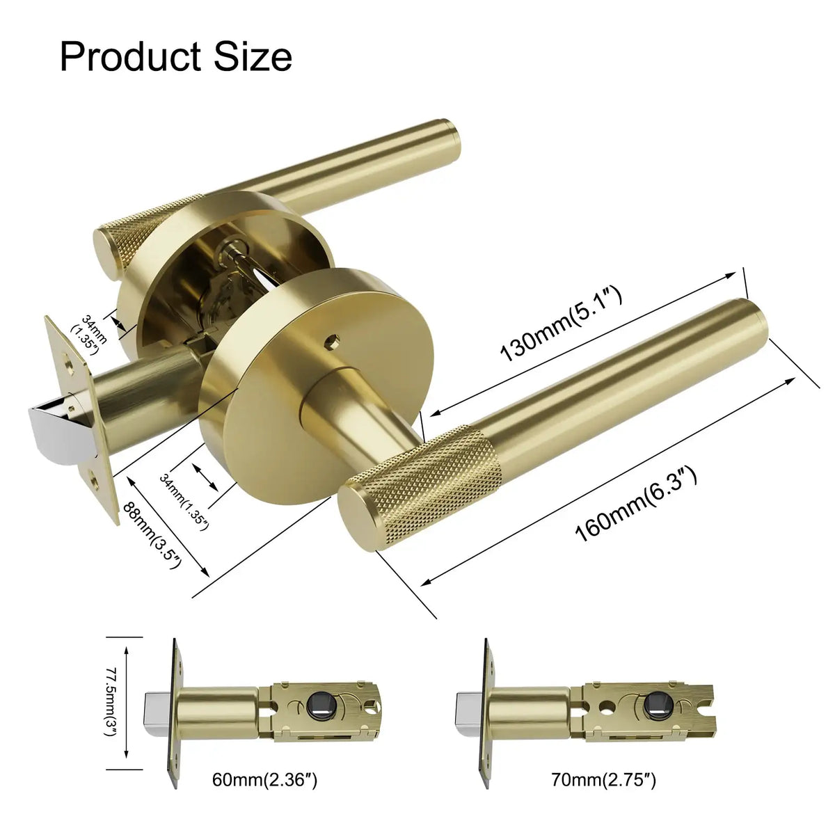 Zinc Knurled Handle - Keyless Lock — product view 4