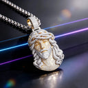 Gold Jesus Face Pendant Necklace