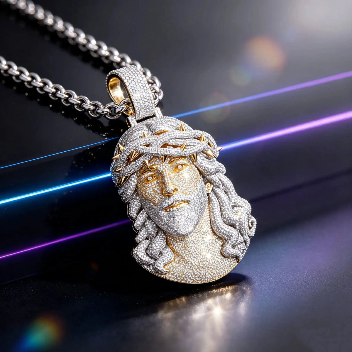 Gold Jesus Face Pendant Necklace — product image 6