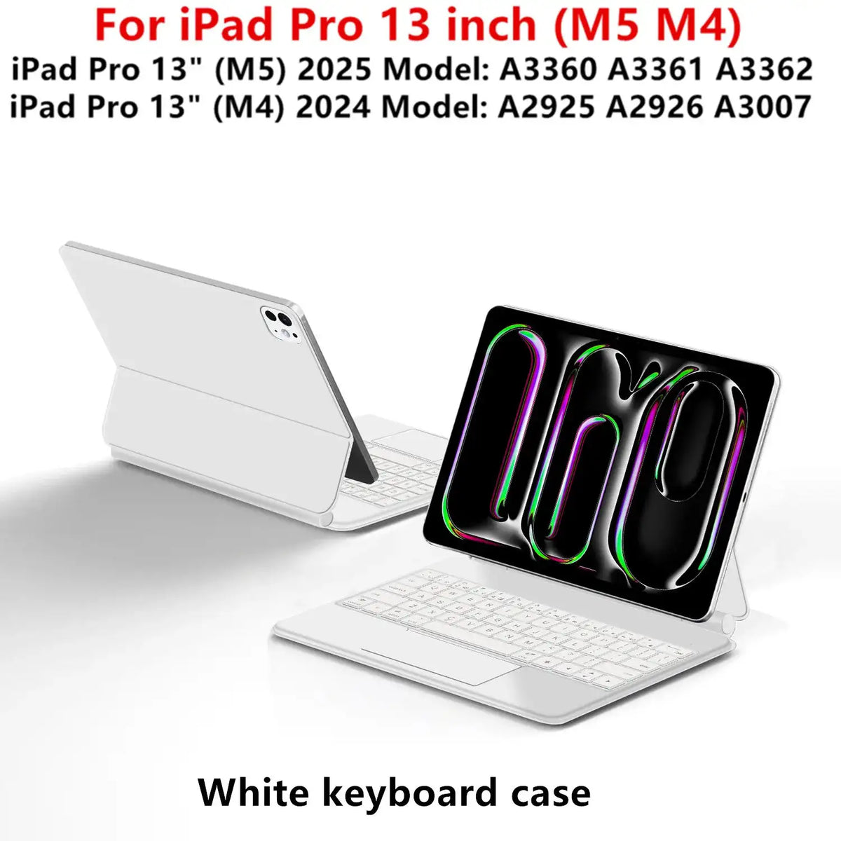 iPad Air Keyboard - Backlit Touchpad Smart Case - Spanish Layout Pro 11 M5 M4 White product image