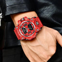 Sports Watch Red Dual Display Stylish Military Timepiece