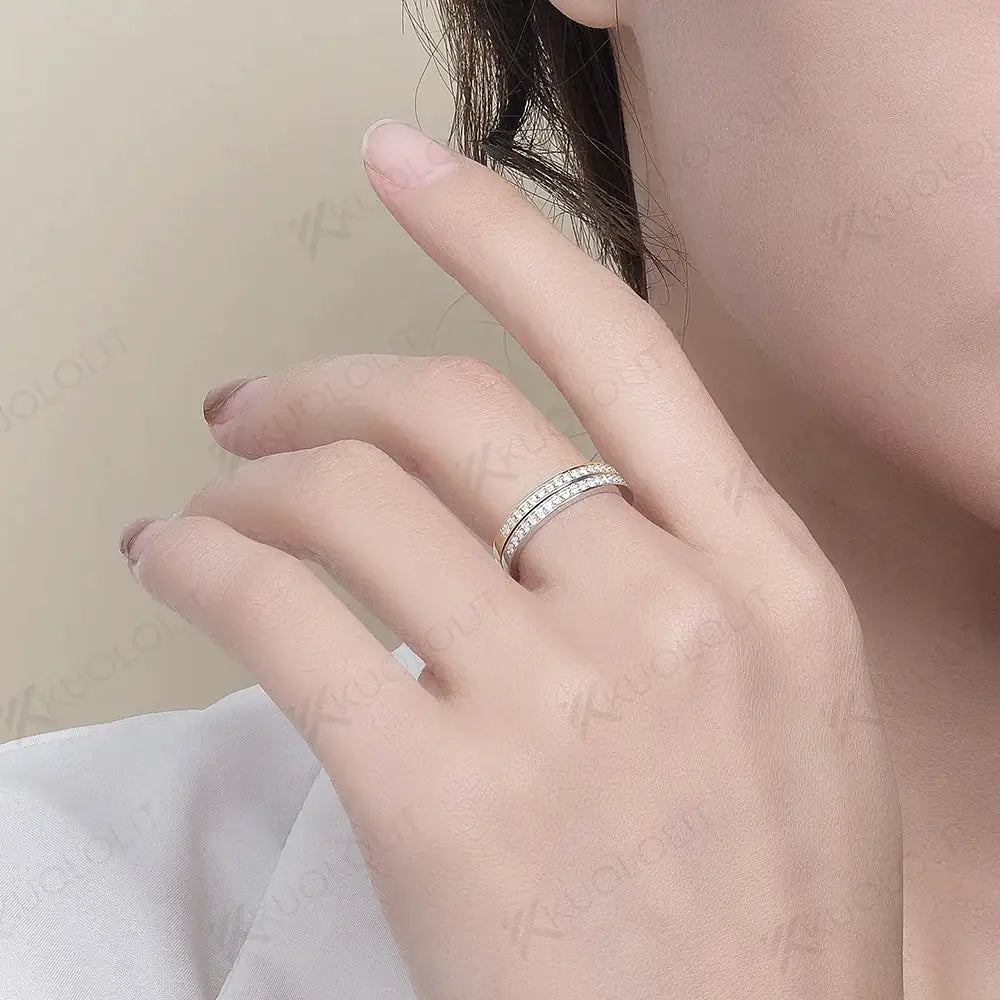 Moissanite Ring in Sterling Silver Kuololit — product view 5