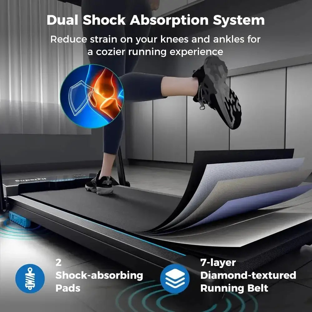 Dual-Purpose Portable Treadmill: 2.5HP, 340lbs Capacity, Folding Walking Pad with Handle, Desk-Under Design, Remote & LED Displa