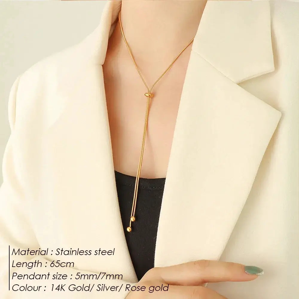 eManco Personalized Snake Chain Adjustable Y Necklace Women