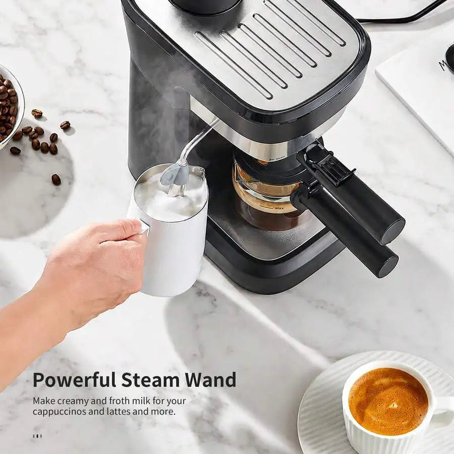 Compact Espresso Coffee Maker, Pressure With Milk Frother, Rich — product view 5