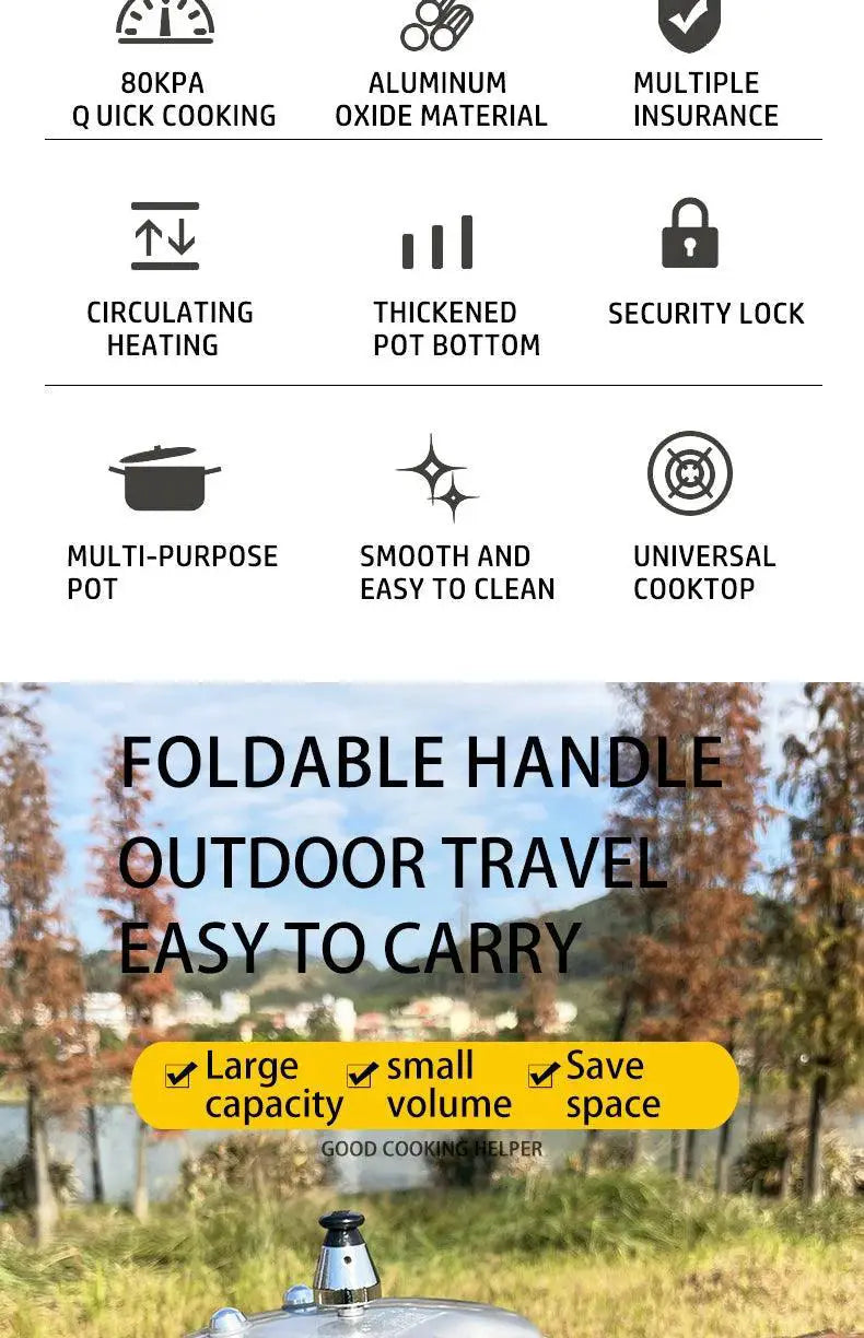 Portable Outdoor Pressure Cooker Folding Handle 2.2L
