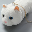 Women Cat Plush Shoulder Bag Corduroy Satin Fur Messenger