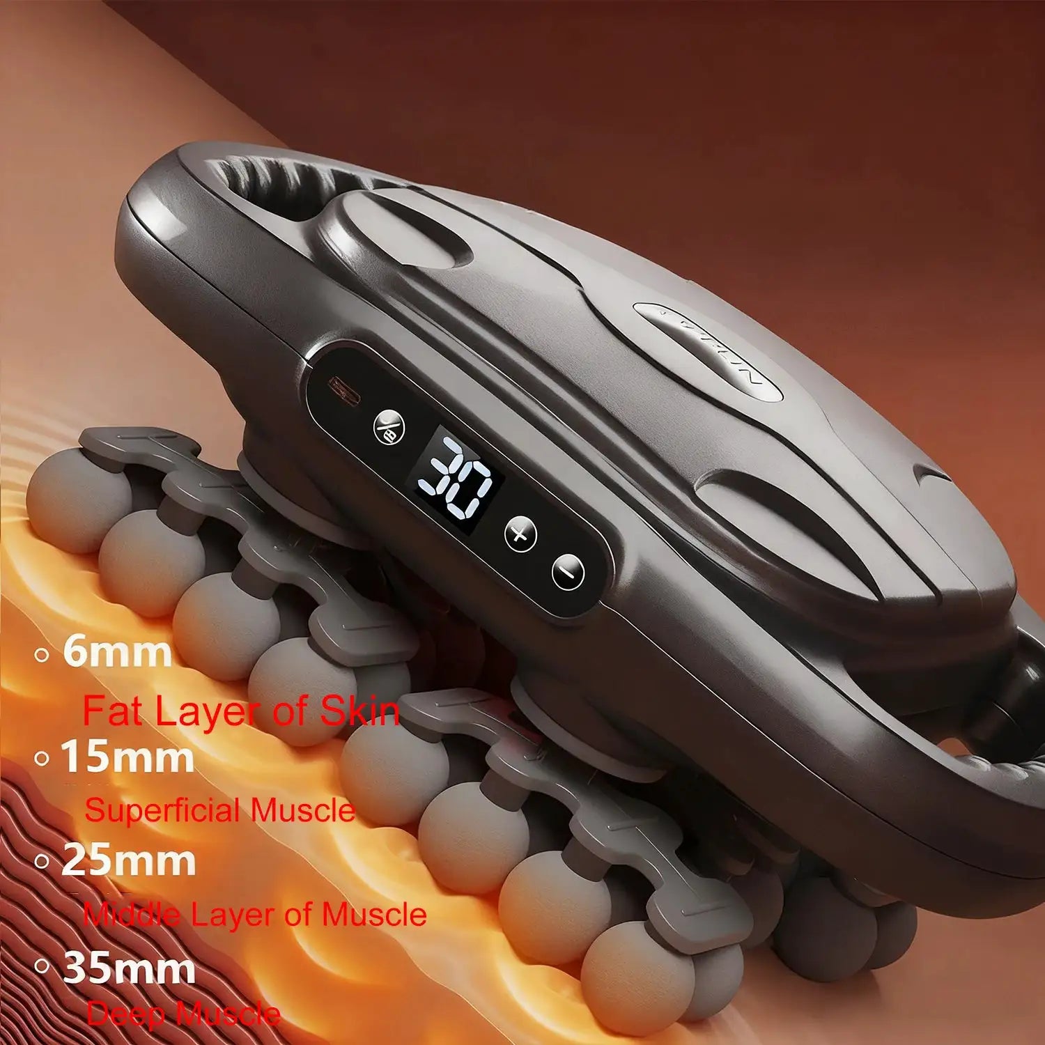 42 Roller Nodes Electric Deep Tissue Massage Roller LCD Digital Display Adjustable Speed Rechargeable Portable Full Body Massager for Foot Leg Calf Waist Buttock Neck Shoulder Muscle Pain Relief