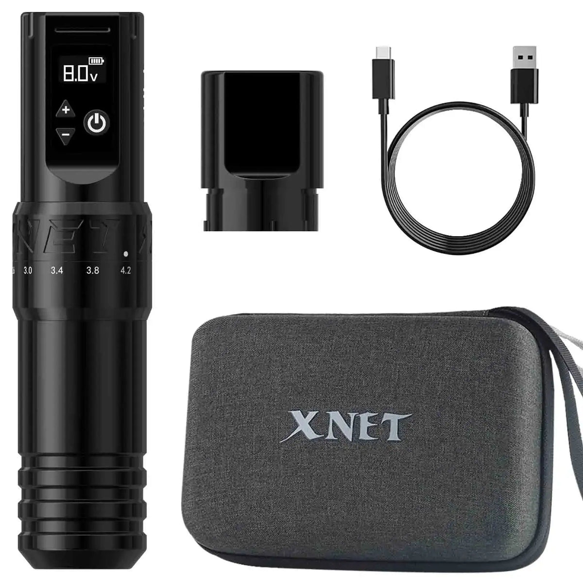 XNET T1 Wireless Tattoo Machine Full Kit 7 Strokes Custom Motor 2400mAh Battery 10pcs Needles 2 Inks Tattoo Pen Set For Tattoo