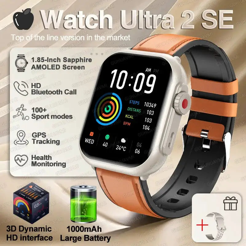 For IOS Watch Ultra 2 SE Men Women Smart Bracelet 1000mAh Battery GPS AMOLED Display Bluetooth Call Sport Waterproof Smart Watch
