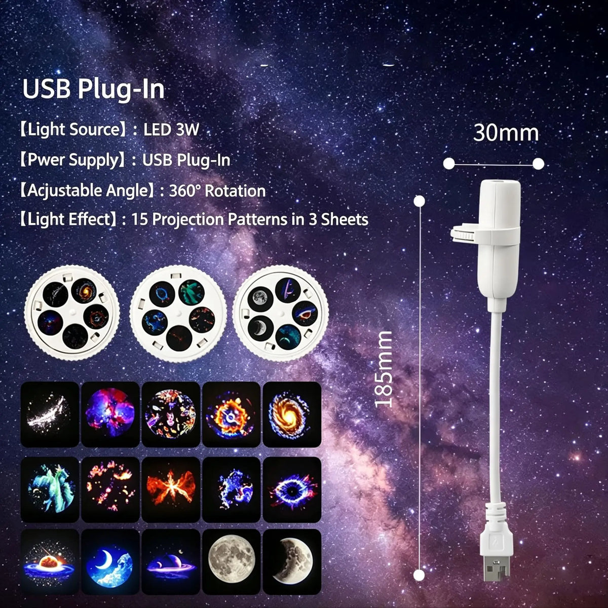 USB Adjustable Galaxy Star Projector