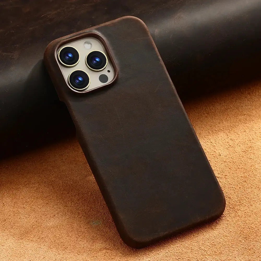 for Magsafe Case for iPhone 15 16 17 18 Pro Max Air Retro Luxury Full Grain Cowhide Genuine Oiled PULL-UP Leather Magnetic Cover