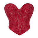Sexy Women Overbust Corsets Crop Tops Golden Printed Bustiers
