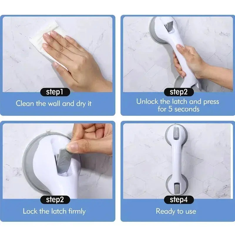 Shower Safety Handle Double Lock Vacuum Disc Anti Slip Grip