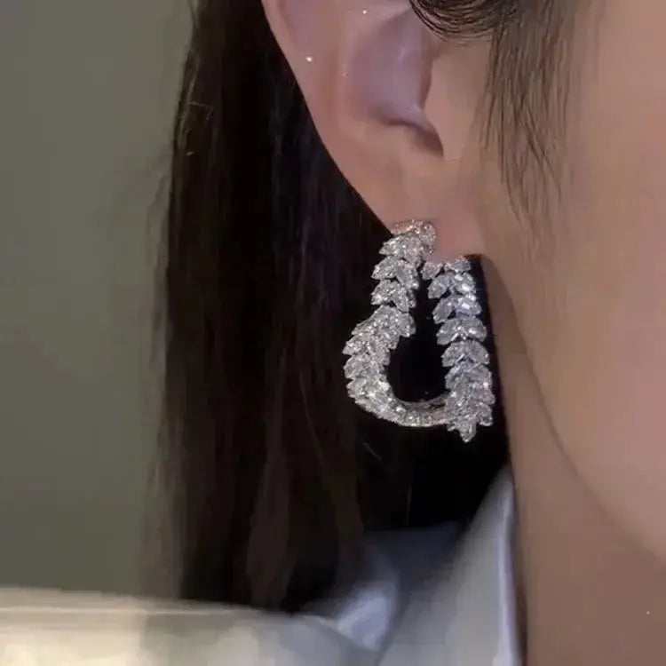 Style Light Luxury Zircon Heart Wheat Earrings - OurLum.com