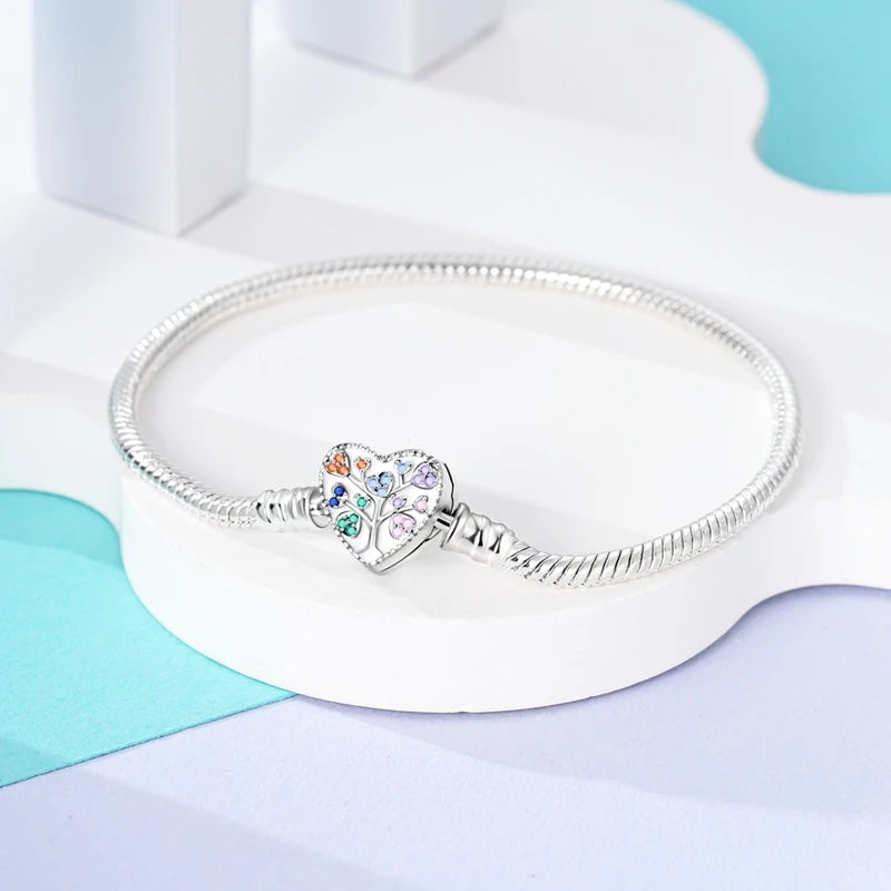 Sterling Silver Snake Chain Heart-shaped