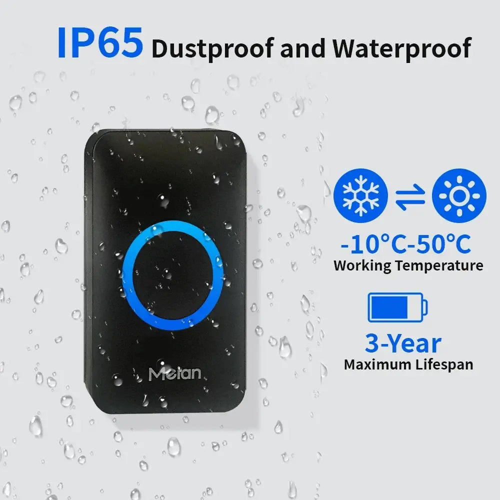 Meian Smart Home Doorbell Wireless Security Doorbell IP65 Waterproof Outdoor Door Bell 60 Songs 5 Volume Adjustable Chime Kit by stepyours.com
