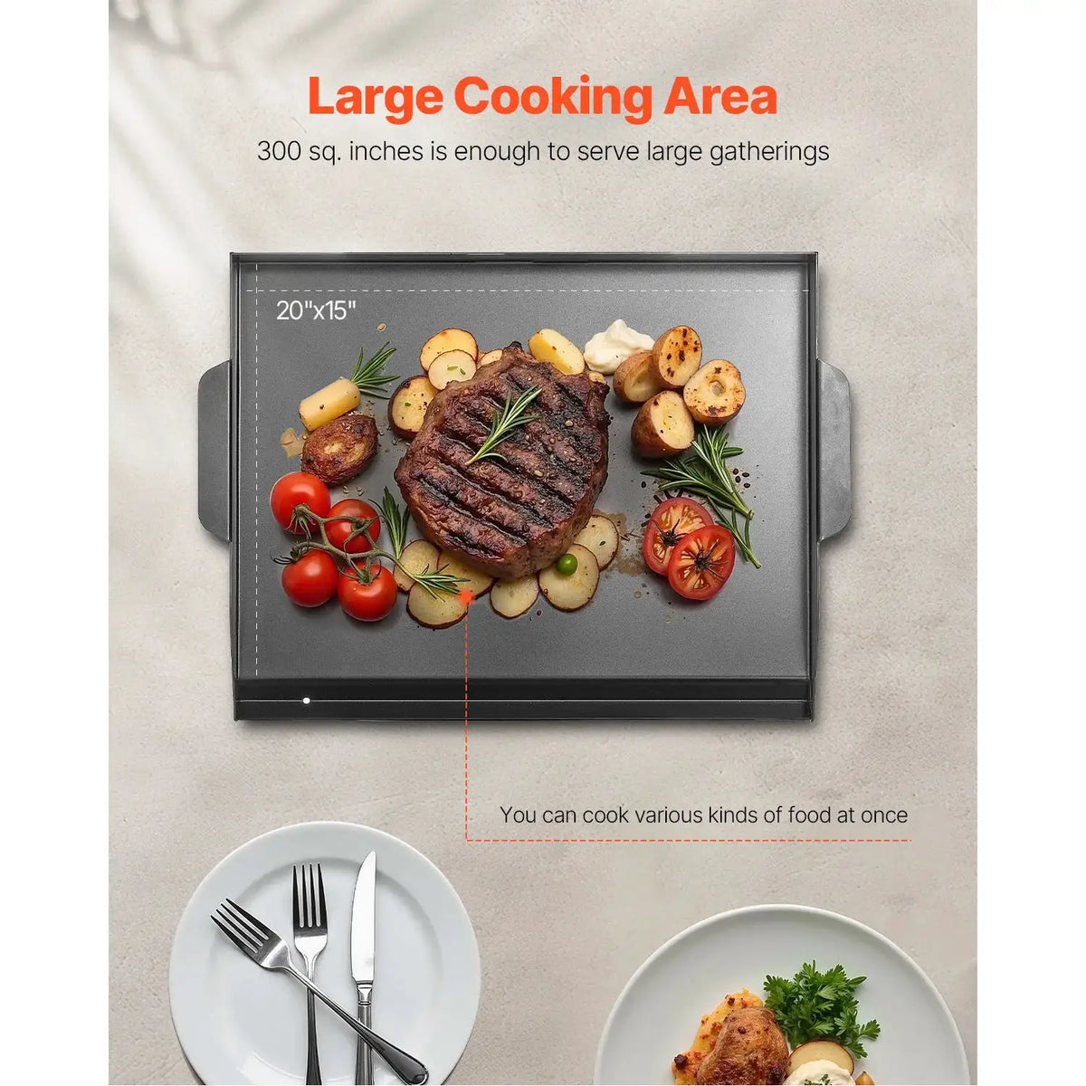 SucceBuy Carbon Steel Griddle Universal Flat Top Rectangular — product view 6