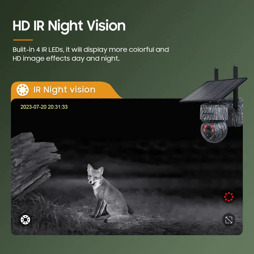 INQMEGA Solar PTZ Camera 5MP 4MP Wireless 4G SIM Outdoor Use