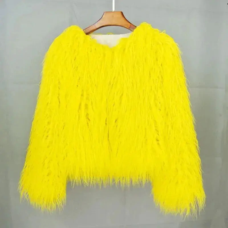 Pink Faux Fur Jacket Elegant Blush Winter Coat For Women