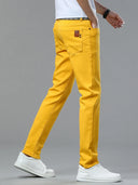 Four Season New Men's Yellow Jeans Fashion Business Casual