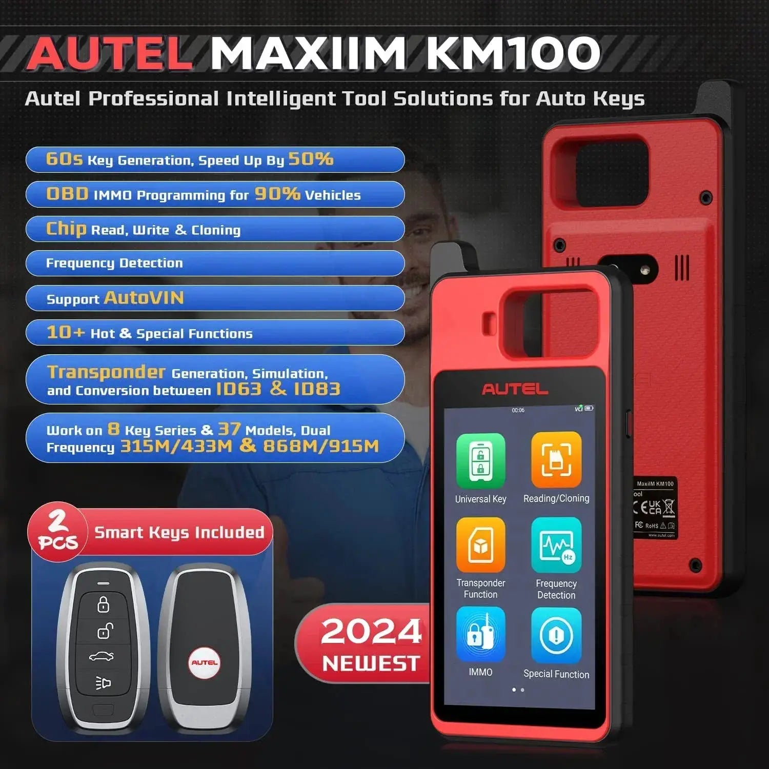 Autel MaxiIM KM100 Key Fob Programming Tool 2PCS IKEY