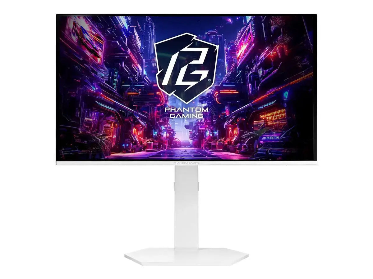 ASRock Phantom Gaming 27 inch QHD 2K 1440P 240Hz AMD FreeSync Premium 0.03ms HDR10 OLED White Gaming Computer Monitor with Height Adjustable, Swivel, Pivot & Tilt Stand PGO27QSA-W