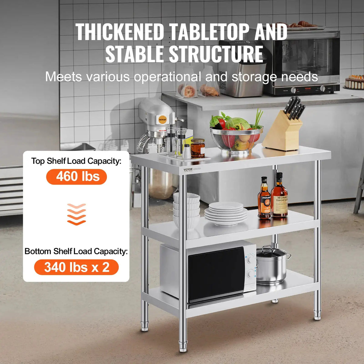 SucceBuy Stainless Steel Food Prep Table Commercial Kitchen — product view 3