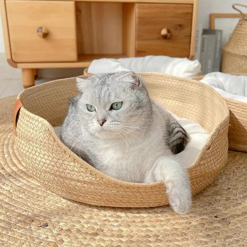 Hoopet Bamboo Weaving Pet Bed Kennel For Cat Dog Sofa
