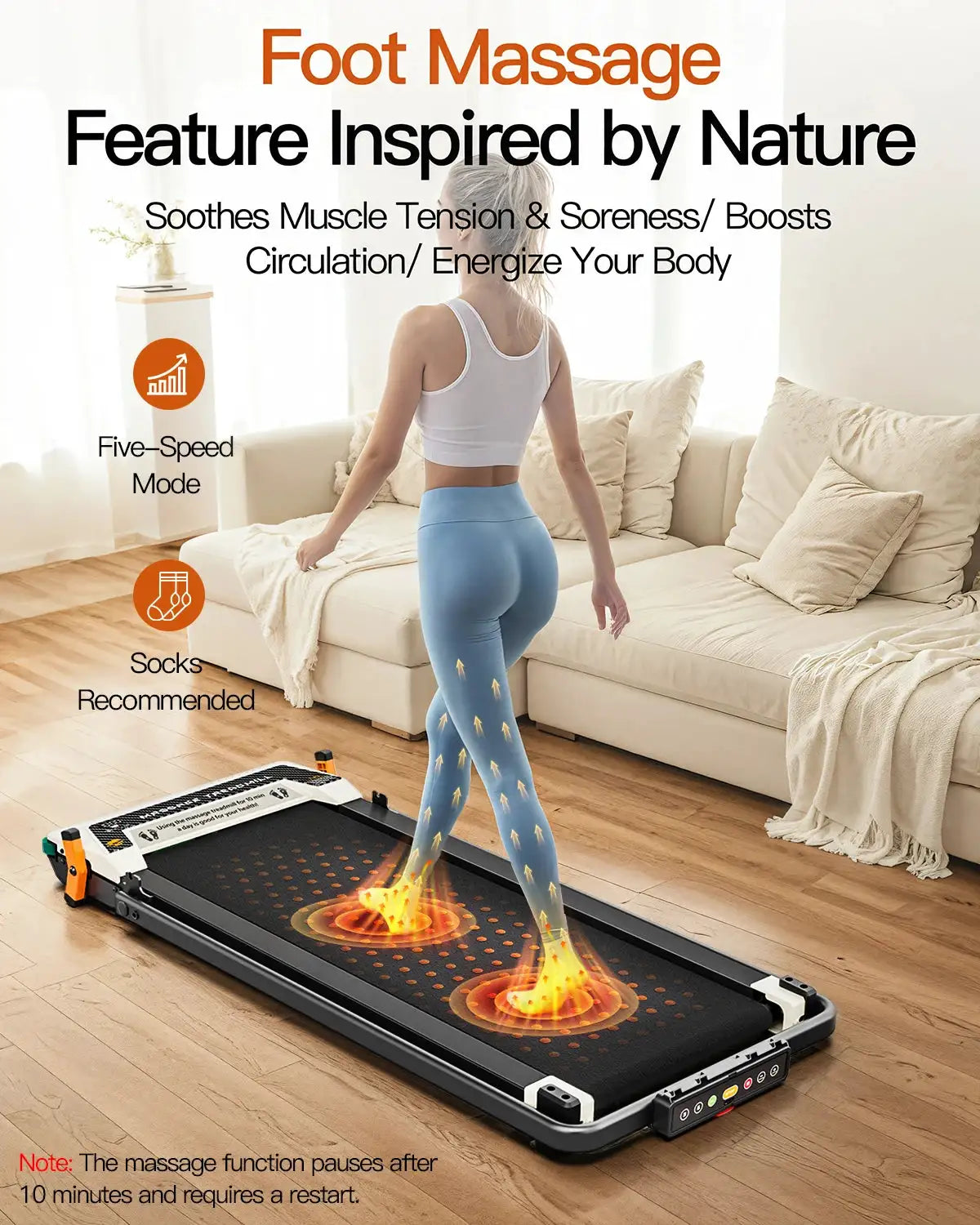 Akluer 2 in 1 Folding Treadmill Walking Pad with Foot Massage Function, 5% Incline Portable Running Machine, Under Desk Treadmill for Home Gym Workout, Remote Control & LED Display
